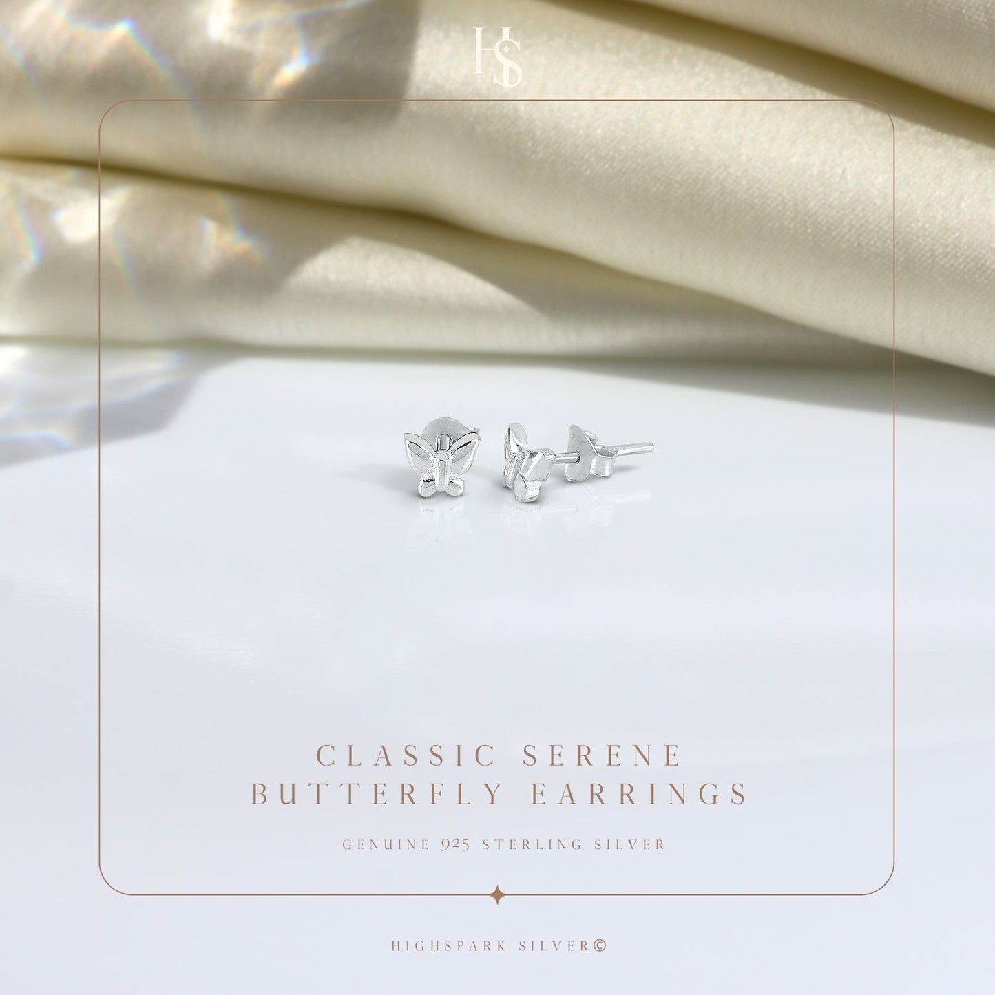 Classic Serene Butterfly Stud Earring in 925 Sterling Silver For Women