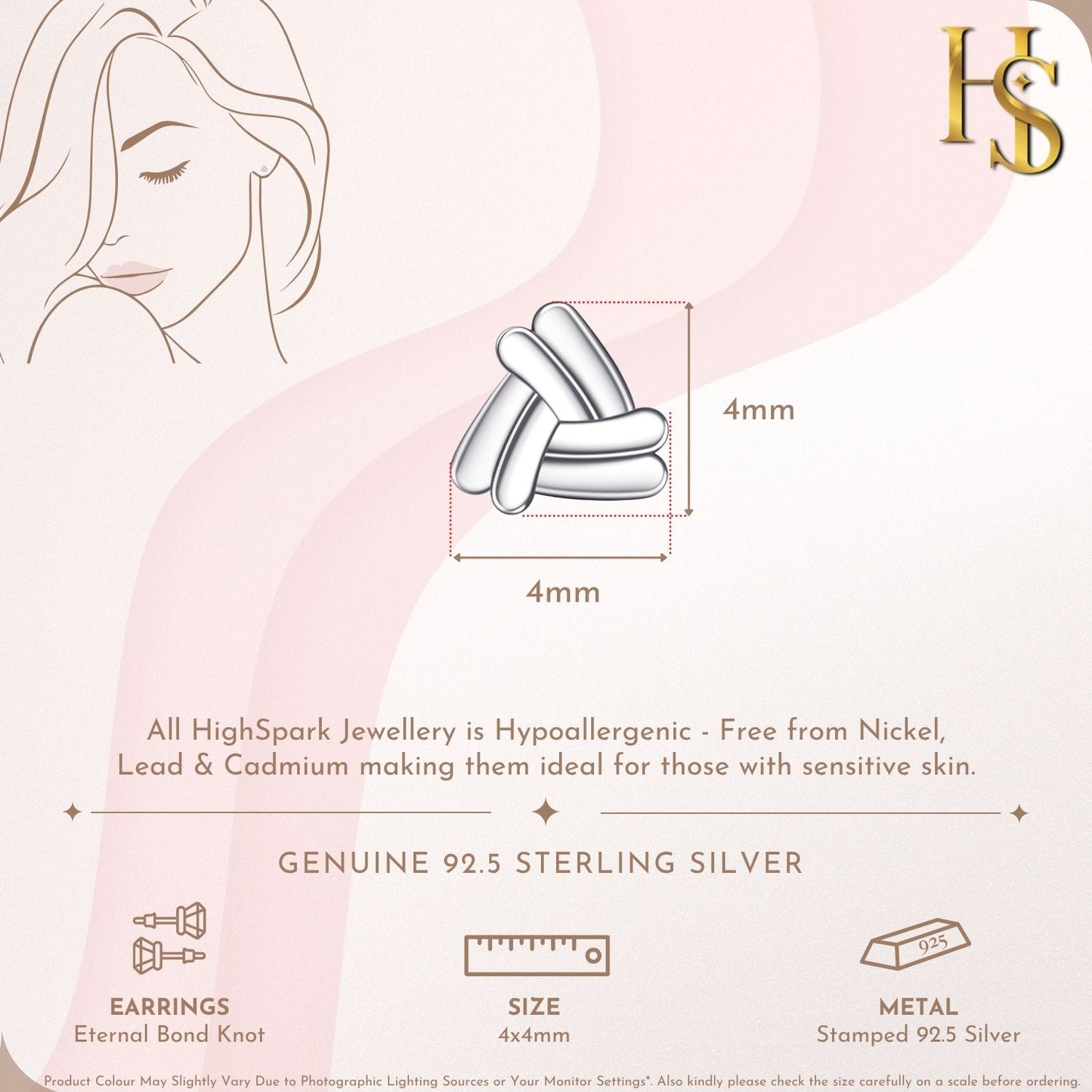 Eternal Bond Knot Stud Earring in 925 Sterling Silver For Women