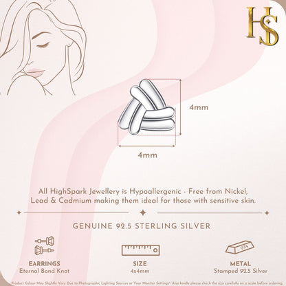 Eternal Bond Knot Stud Earring in 925 Sterling Silver For Women