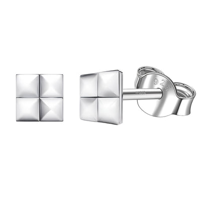 Square Design Stud Earring in 925 Sterling Silver For Women