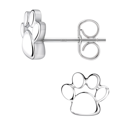 Playful Paw Stud Earrings in 925 Sterling Silver for Women