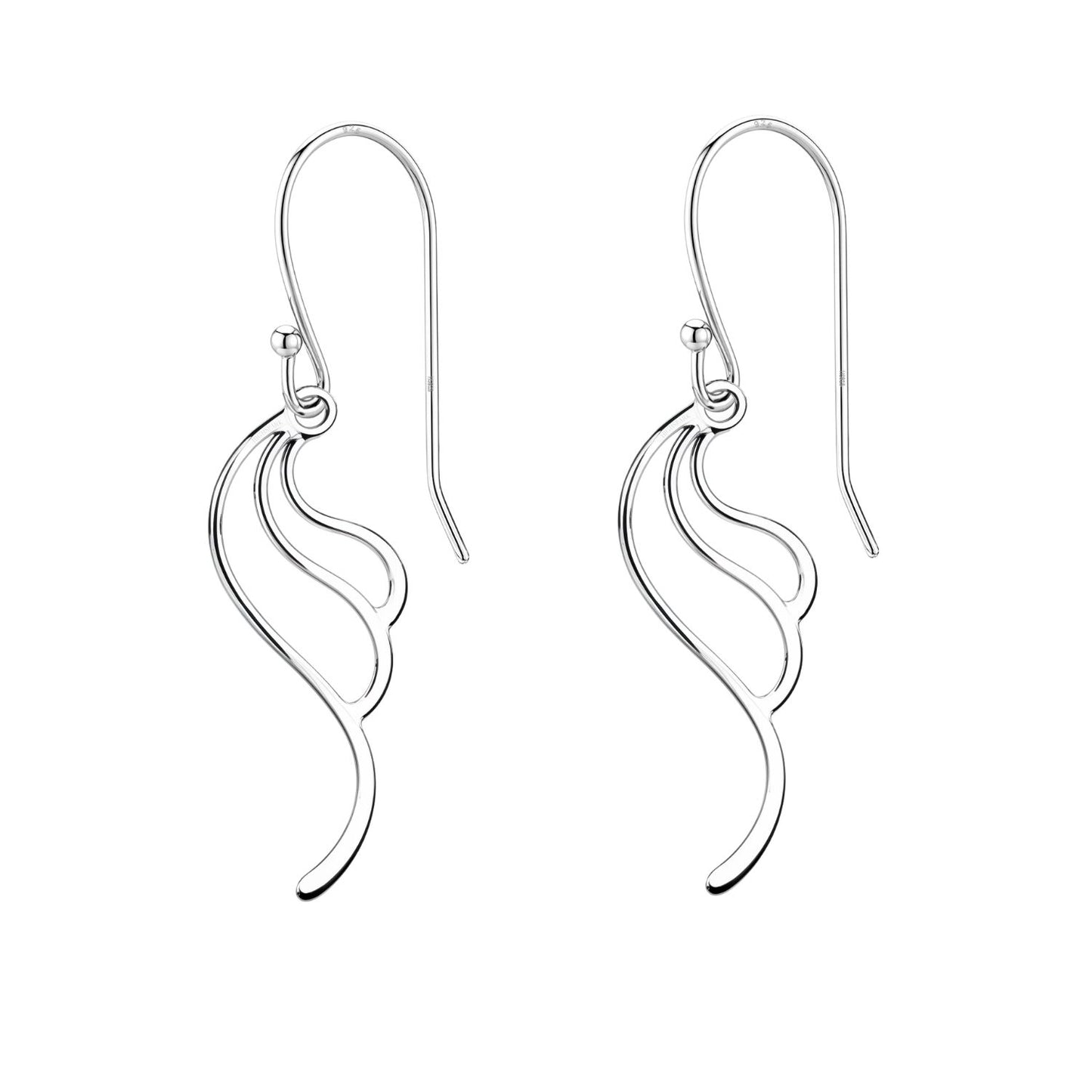 Grace Curve Leaf Dangle Earring in 925 Sterling Silver For Women