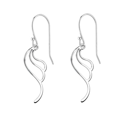 Grace Curve Leaf Dangle Earring in 925 Sterling Silver For Women