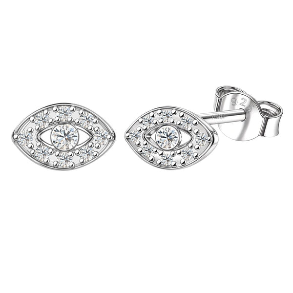 Solitaire Eye Stud Earring in 925 Sterling Silver For Women