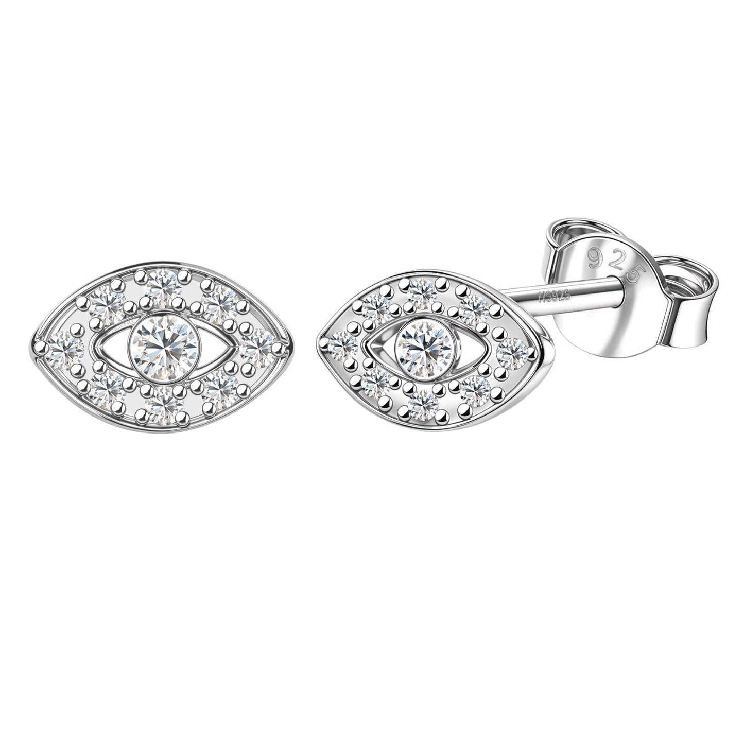 Solitaire Eye Stud Earring in 925 Sterling Silver For Women