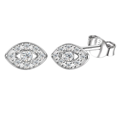 Solitaire Eye Stud Earring in 925 Sterling Silver For Women