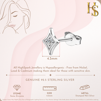 Signature Spark Solitaire Stud Earrings in 925 Sterling Silver For Women