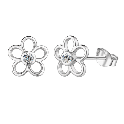 Blossom Solitaire Stud Earrings in 925 Sterling Silver For Women