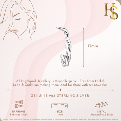 Entwined Stud Hoop Earrings in 925 Sterling Silver For Women