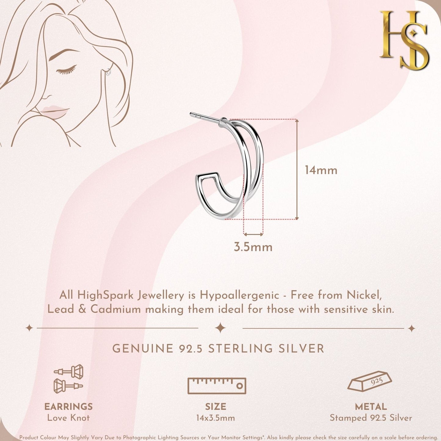 Endless Love Knot Stud Earring in 925 Sterling Silver For Women