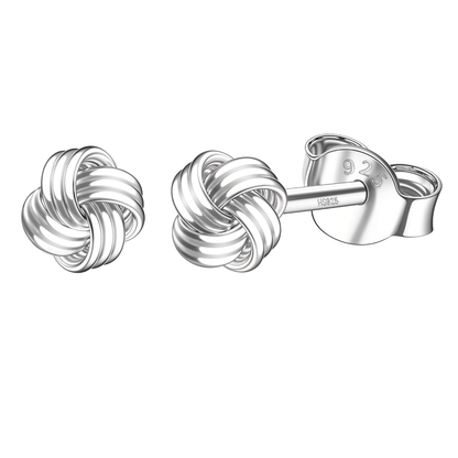 Endless Love Knot Stud Earrings in 925 Sterling Silver For Women
