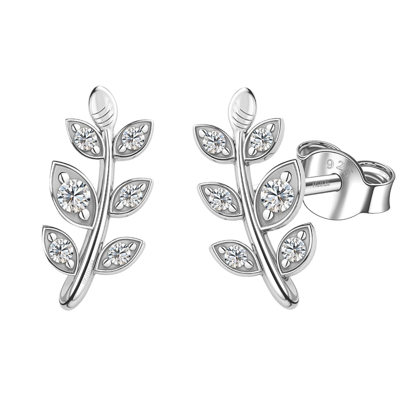 Classic Leaf Solitaire Stud Earring in 925 Sterling Silver For Women