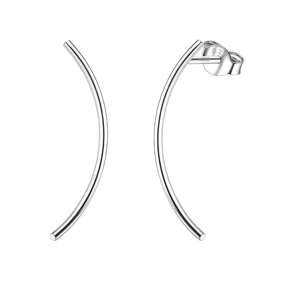Curved Line Stud Earring in 925 Sterling Silver For Women