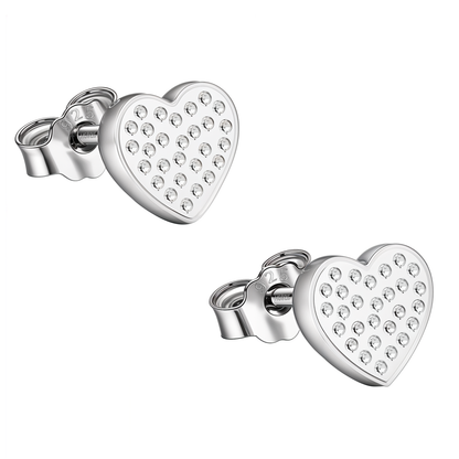 Heart Stud Earrings in 925 Sterling Silver for Women With Diamond like Brilliance Zirconia