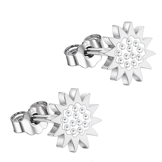 Radiant Sun Stud Earrings in 925 Sterling Silver for Women With Diamond like Brilliance Zirconia