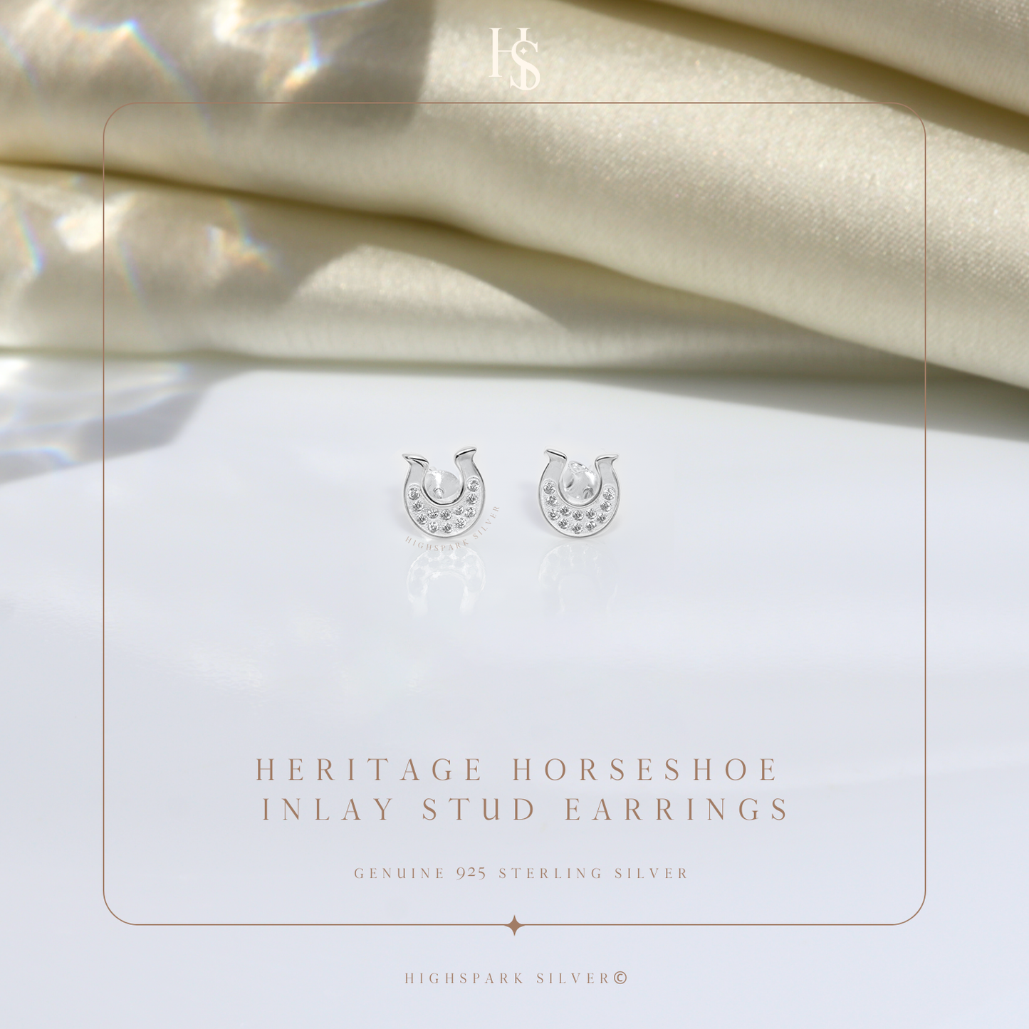 Heritage Horseshoe Stud Earrings in 925 Sterling Silver for Women With Diamond like Brilliance Zirconia