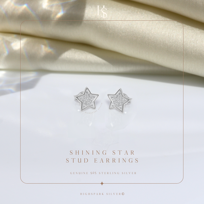 Shining Star Stud Earrings in 925 Sterling Silver for Women With Diamond like Brilliance Zirconia