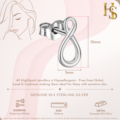 Enduring Infinity Stud Earrings in 925 Sterling Silver With Stunning Shine for Women