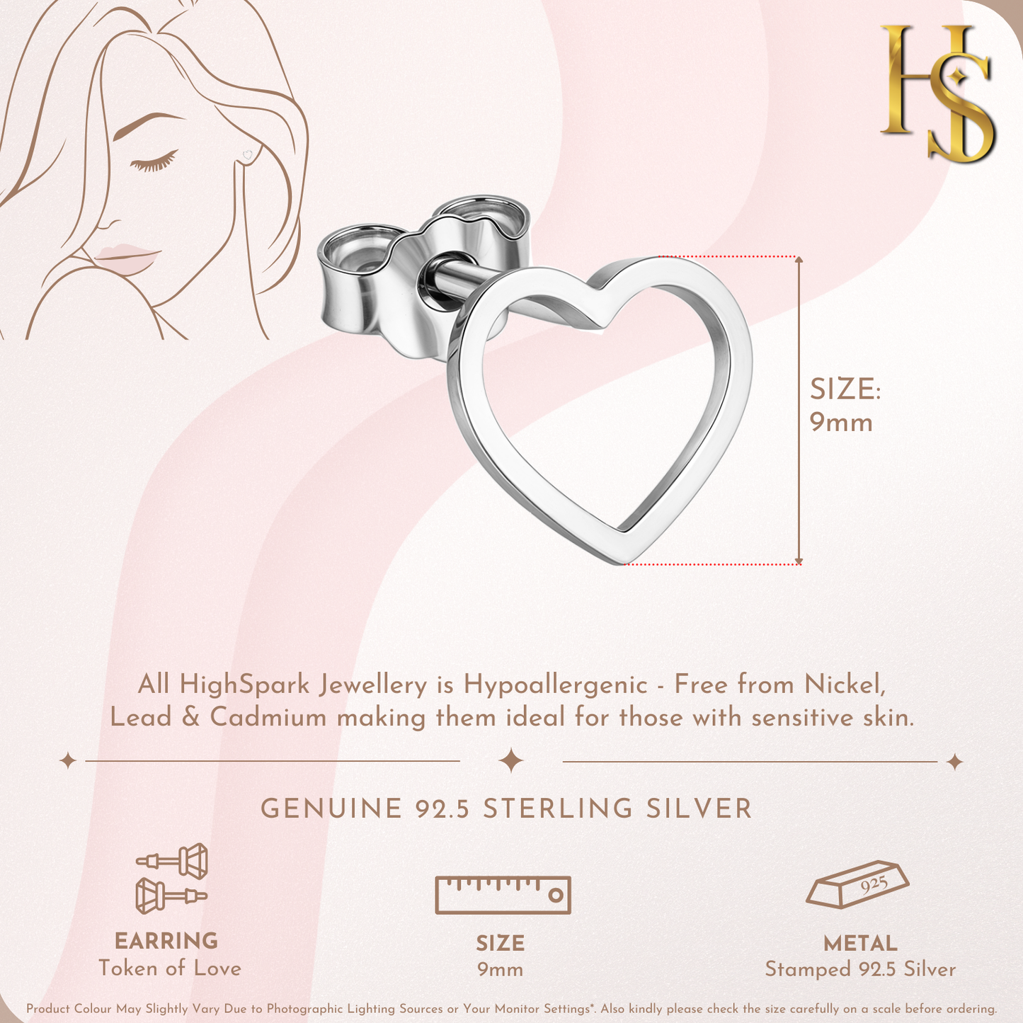 Dazzling Heart Stud Earrings in 925 Sterling Silver With Stunning Shine for Women