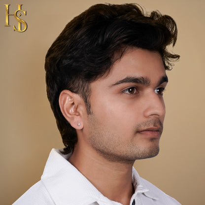 Silver Earrings for Men Radiant Screwback Stud | 925 Sterling