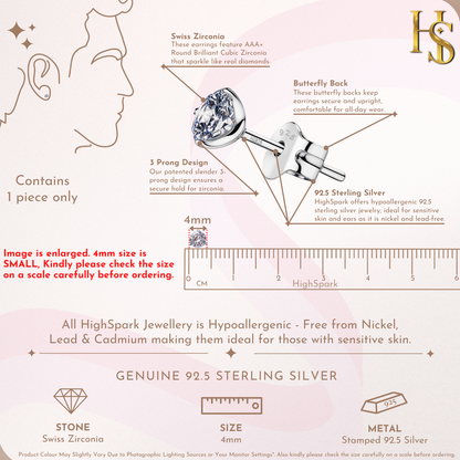 Martini Solitaire Stud Earrings for Men | 925 Sterling Silver