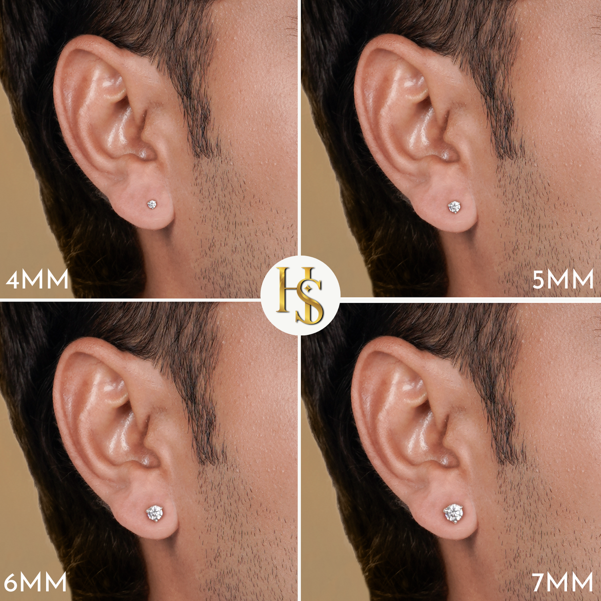 Martini Solitaire Stud Earrings for Men | 925 Sterling Silver
