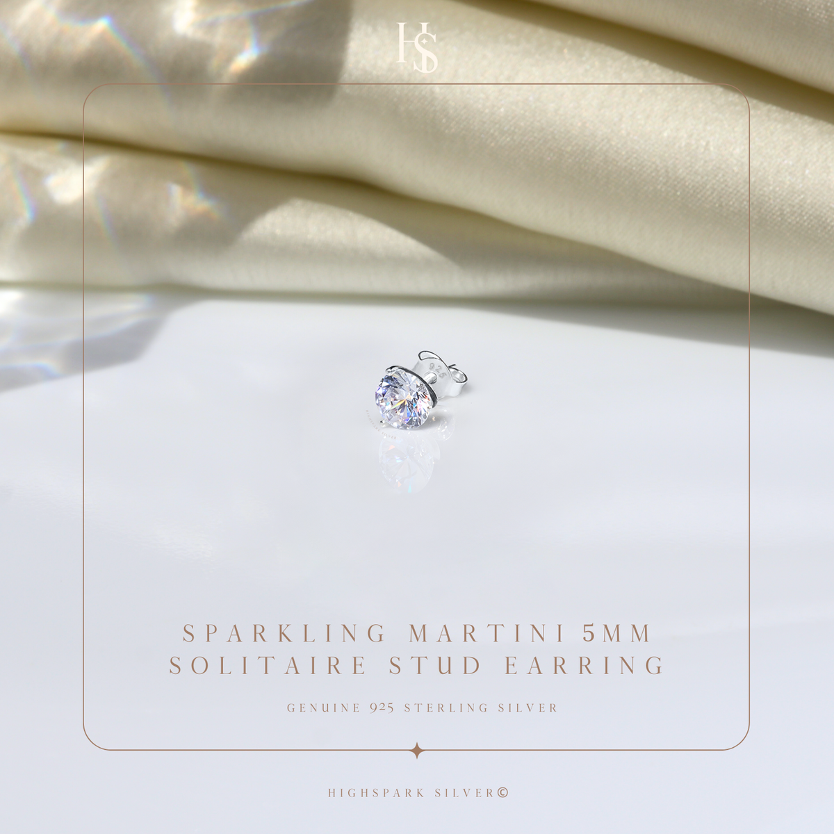 Martini Solitaire Stud Earrings for Men | 925 Sterling Silver