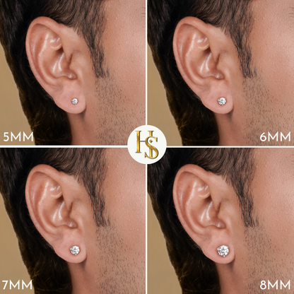 Martini Solitaire Stud Earrings for Men | 925 Sterling Silver