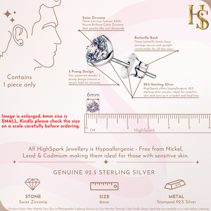 Martini Solitaire Stud Earrings for Men | 925 Sterling Silver