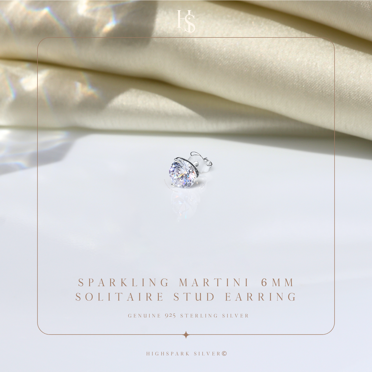 Martini Solitaire Stud Earrings for Men | 925 Sterling Silver