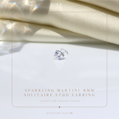 Martini Solitaire Stud Earrings for Men | 925 Sterling Silver