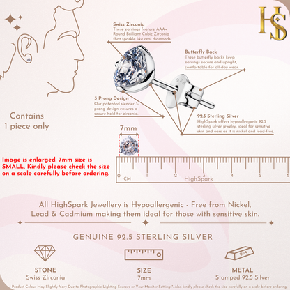 Martini Solitaire Stud Earrings for Men | 925 Sterling Silver