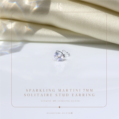 Martini Solitaire Stud Earrings for Men | 925 Sterling Silver