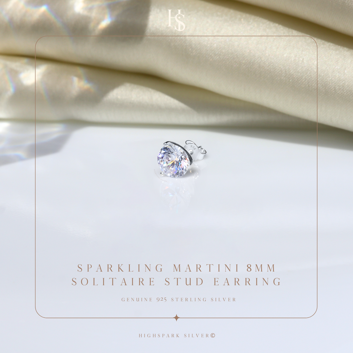 Martini Solitaire Stud Earrings for Men | 925 Sterling Silver