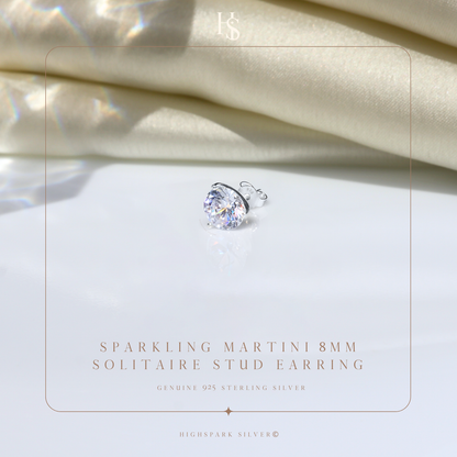 Martini Solitaire Stud Earrings for Men | 925 Sterling Silver