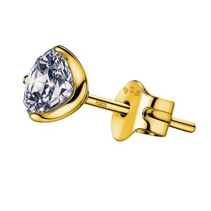 Gold Stud for Men, Martini Solitaire Gold-Plated 925 Silver Earring