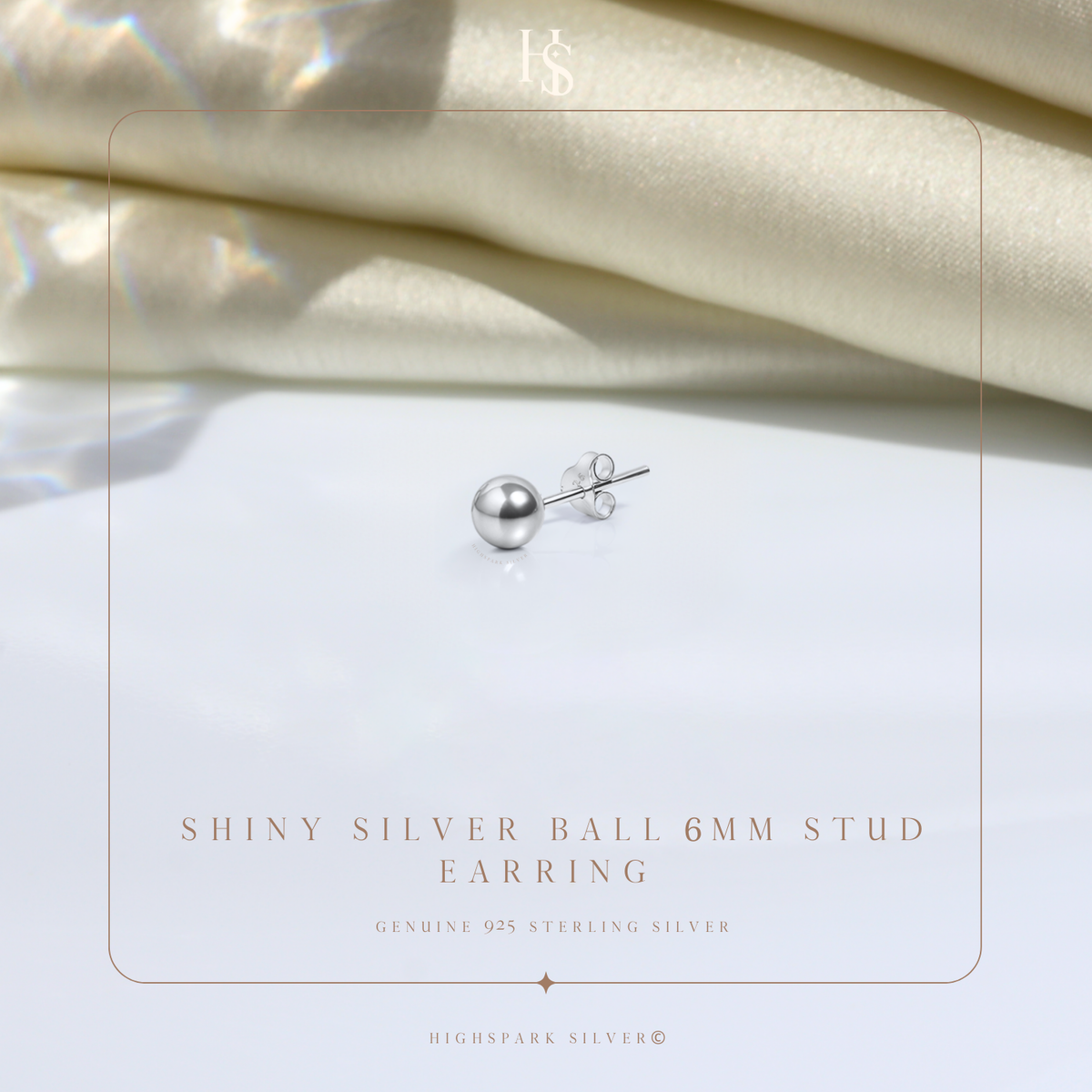 Pure Silver Earrings for Men Ball Studs in 925 Sterling Silver