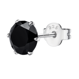 Black American Diamond Solitaire Studs for Men in Sterling Silver