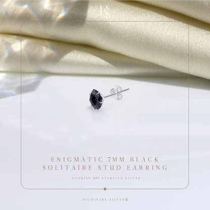 Black American Diamond Solitaire Studs for Men in Sterling Silver