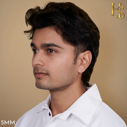 Freshwater 5MM Pearl Stud Earring in 925 Sterling Silver For Mens