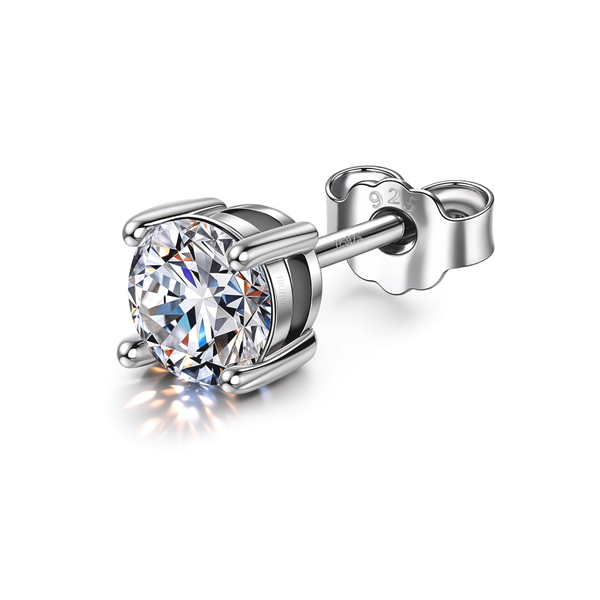 Round Solitaire Stud Earrings for Men | 925 Sterling Silver