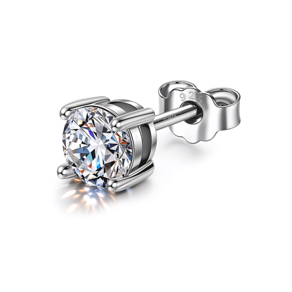 Round Solitaire Stud Earrings for Men | 925 Sterling Silver
