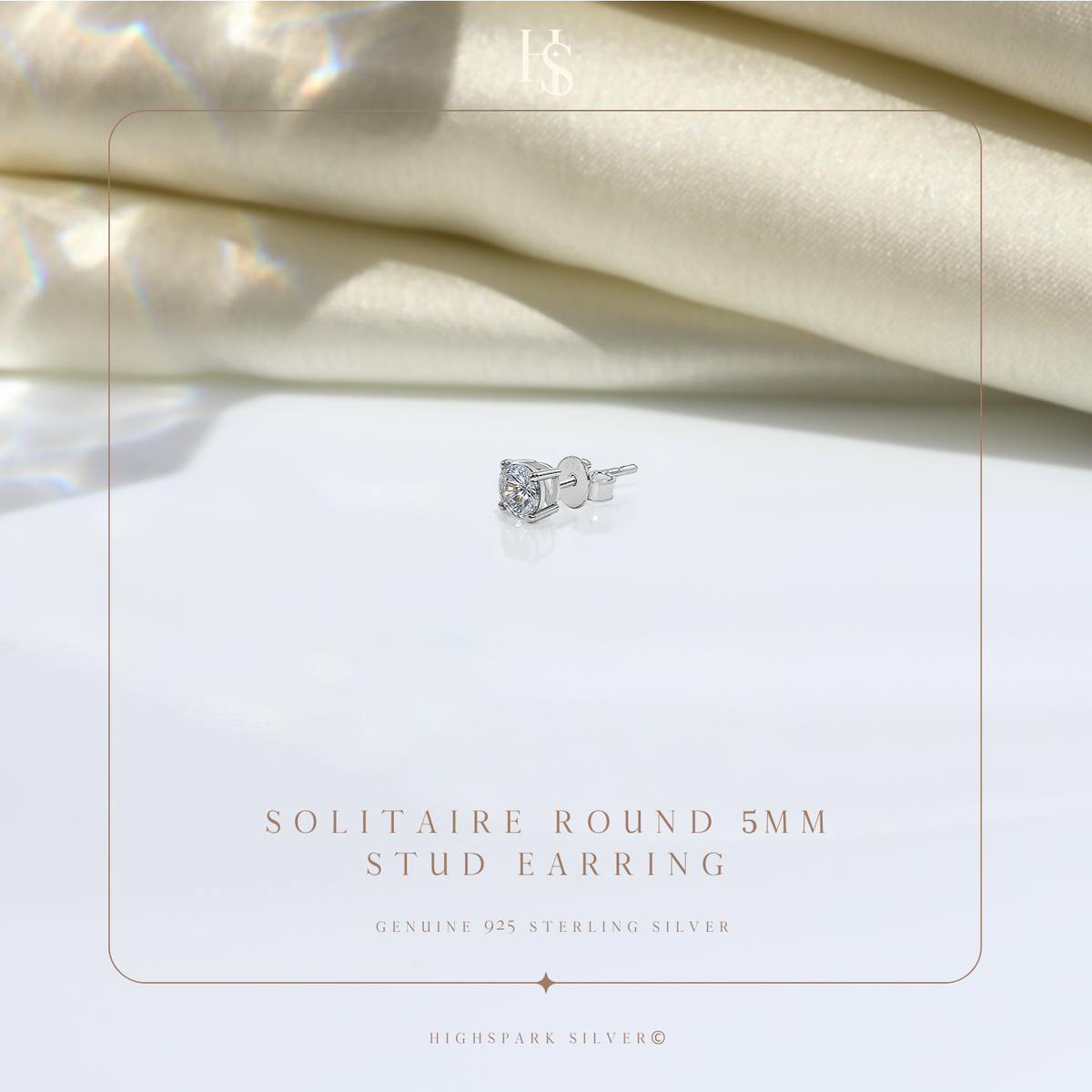 Round Solitaire Stud Earrings for Men | 925 Sterling Silver