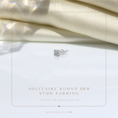 Round Solitaire Stud Earrings for Men | 925 Sterling Silver