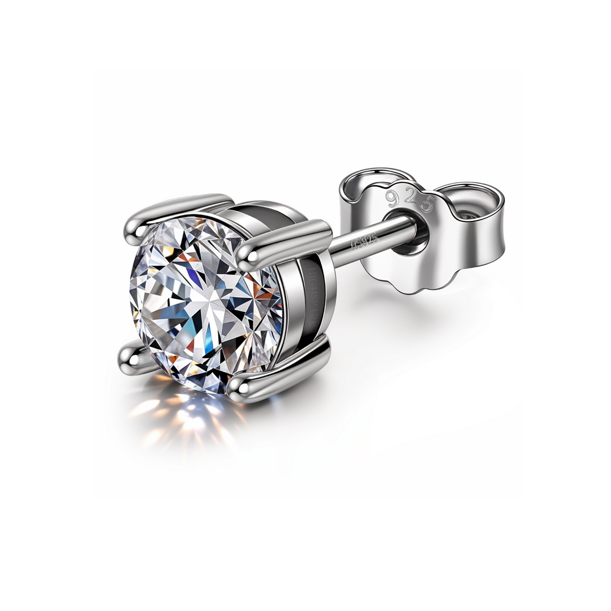 Round Solitaire Stud Earrings for Men | 925 Sterling Silver