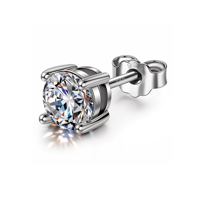 Round Solitaire Stud Earrings for Men | 925 Sterling Silver