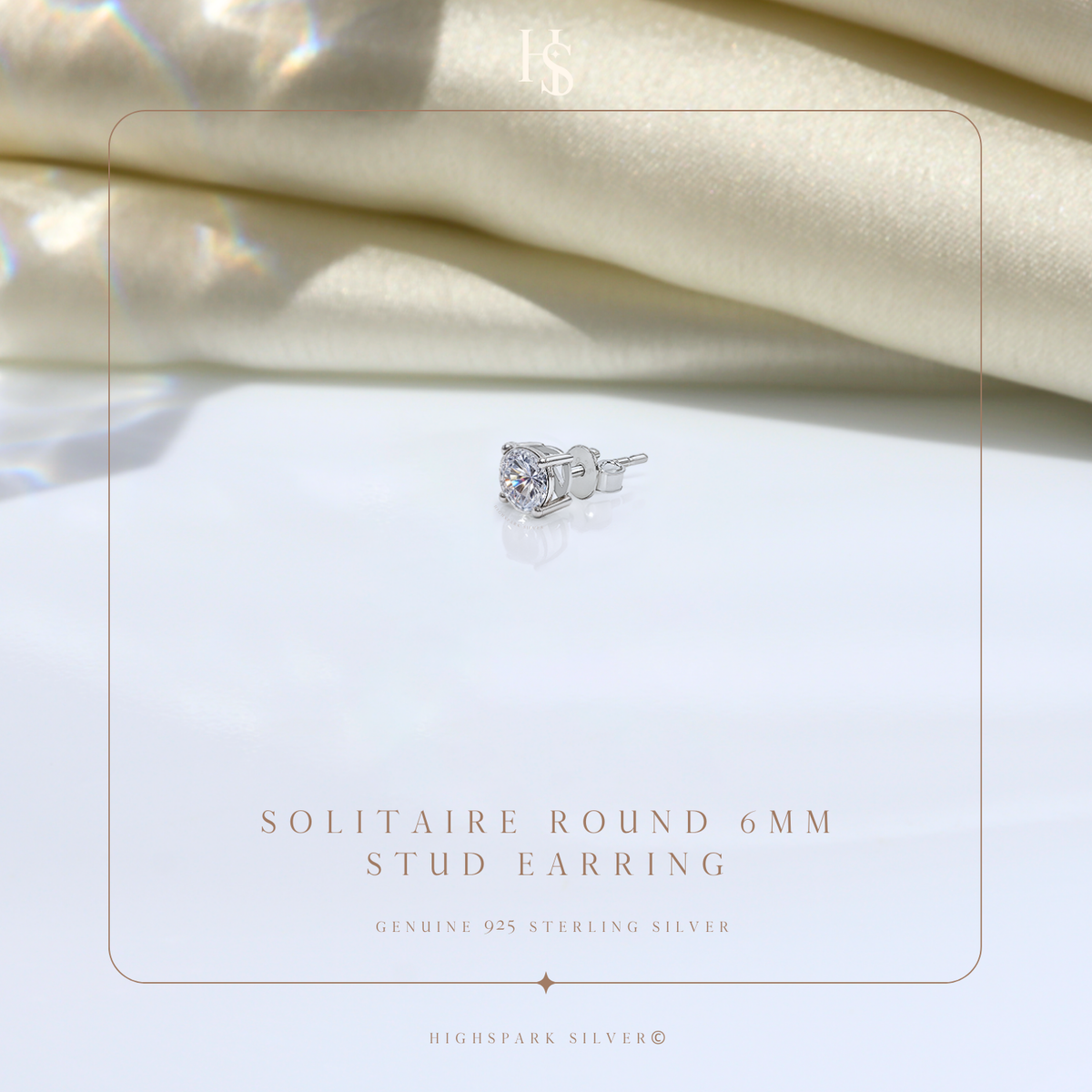 Round Solitaire Stud Earrings for Men | 925 Sterling Silver