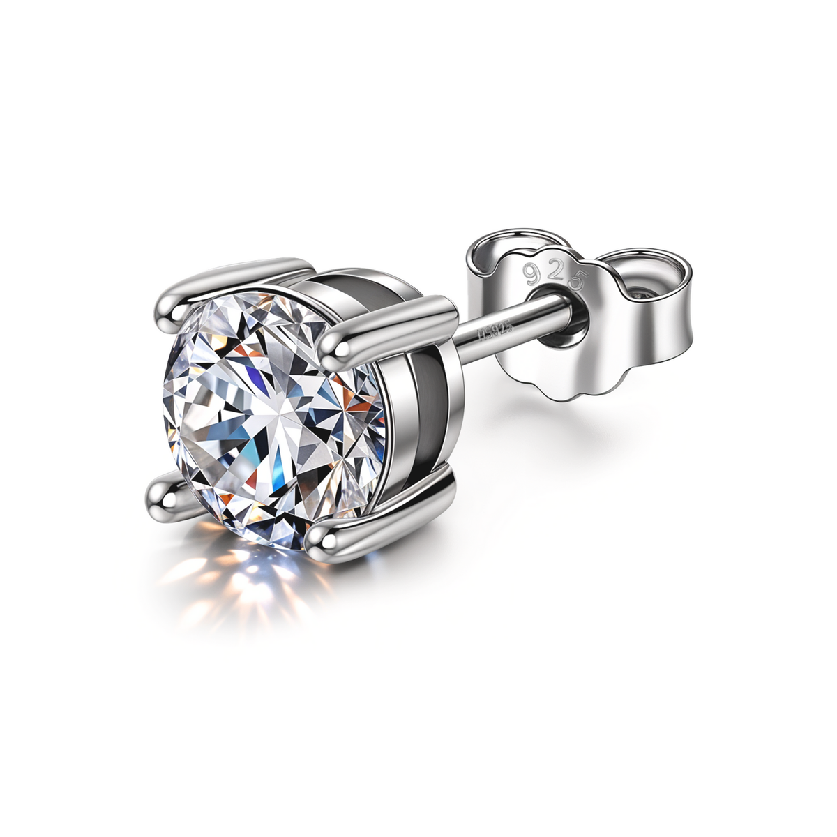 Round Solitaire Stud Earrings for Men | 925 Sterling Silver