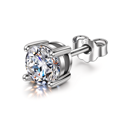 Round Solitaire Stud Earrings for Men | 925 Sterling Silver