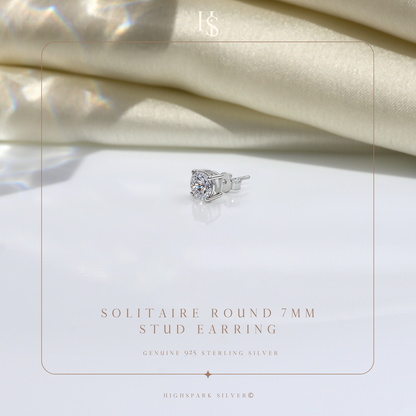 Round Solitaire Stud Earrings for Men | 925 Sterling Silver